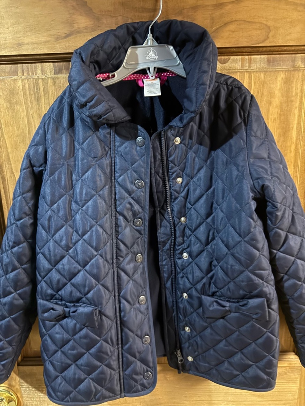 Girls' Navy Quilted Jacket - Cozy Cold-Weather Coat
